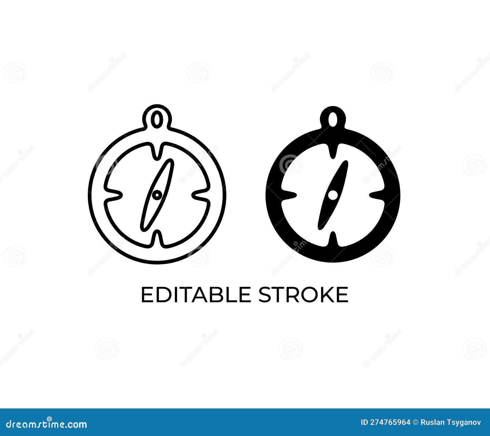 Compass, Mariner S Compass, Navigation and Navigational, Editable Stroke, Silhouette and Linear