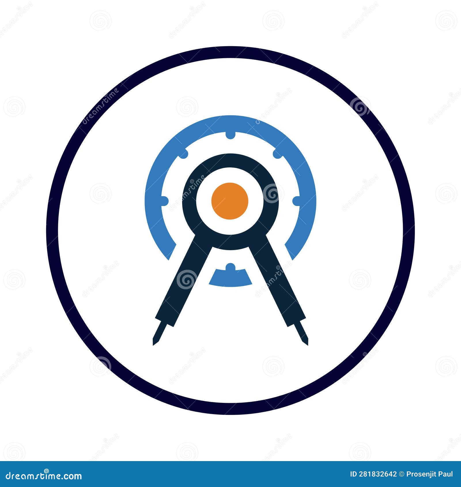 Compass Measure, Precision, Compass Drawing, Compass Tool Icon Stock