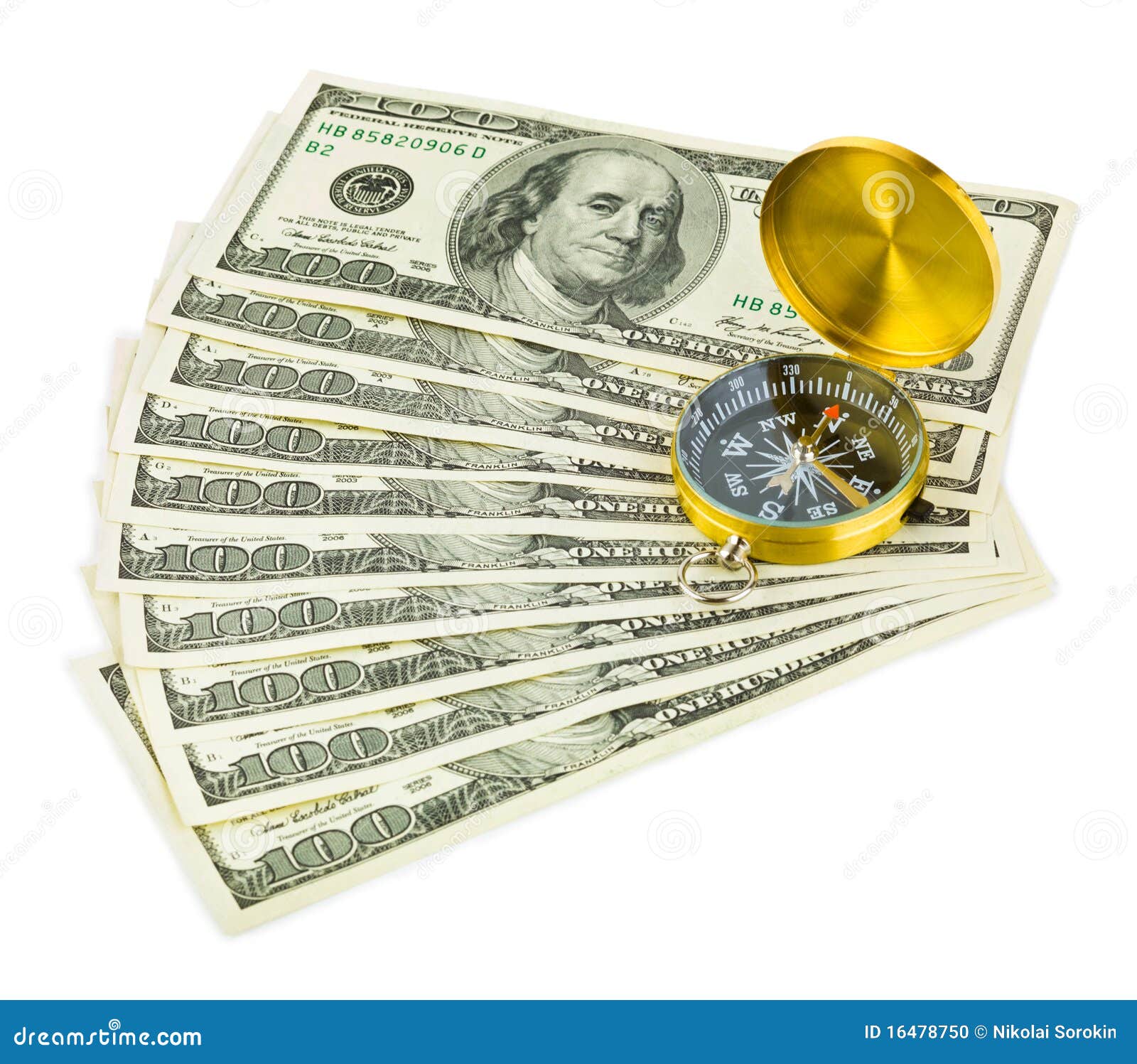 Compass and money stock photo. Image of background, idea 16478750