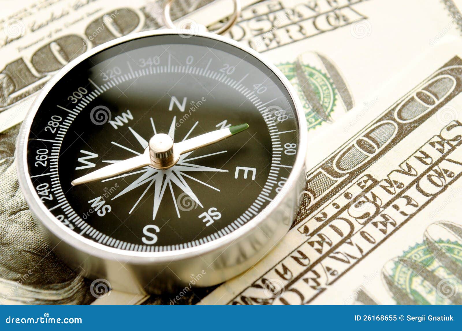 Compass and money stock image. Image of finance, east 26168655