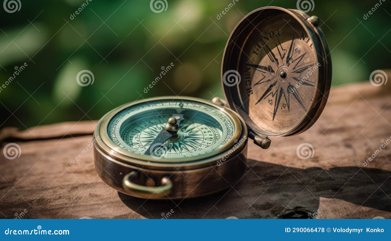 compass navigator journey travel to destination on wwod background. generative ai