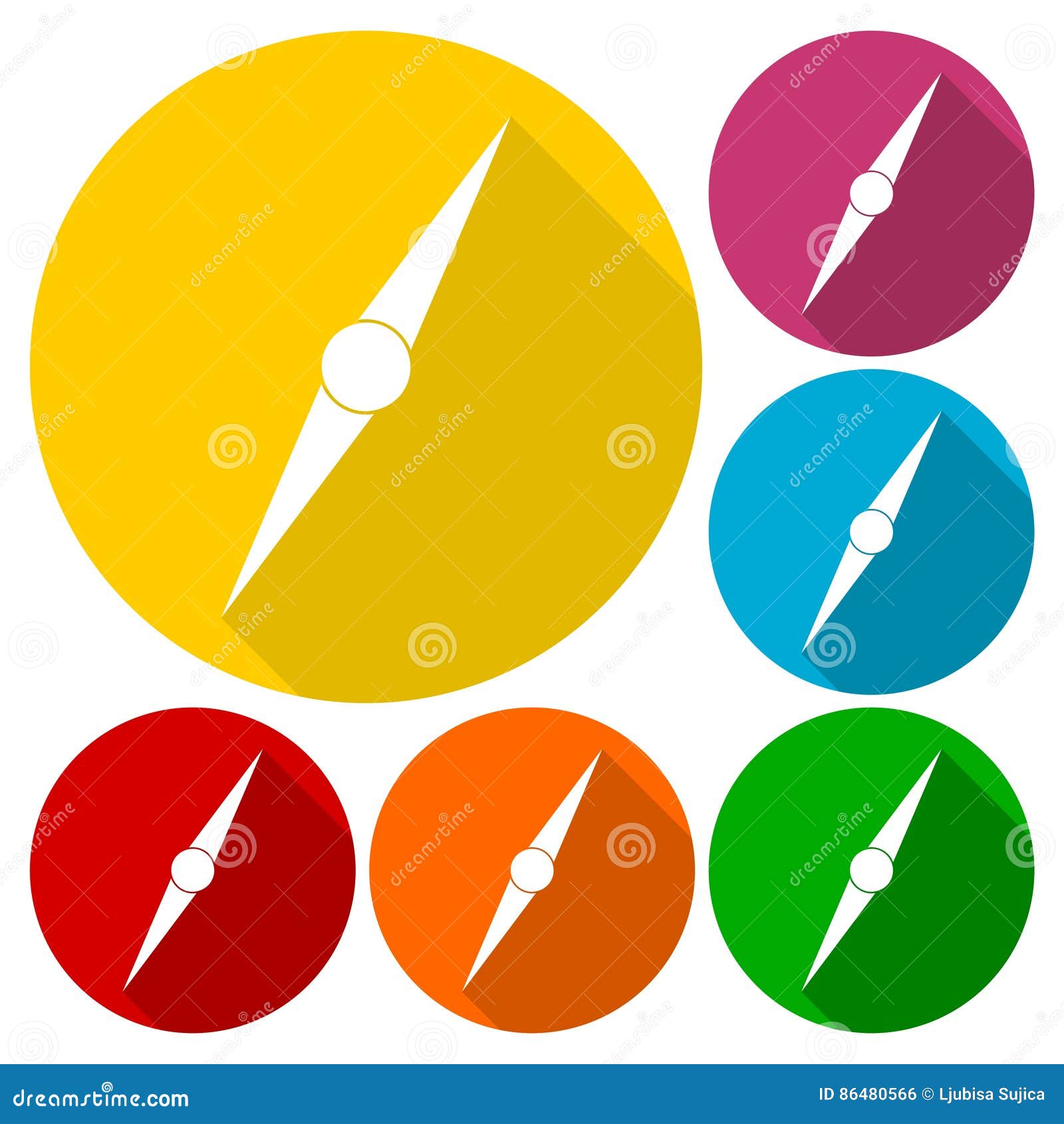 Compass Needle Icon with Long Shadow Stock Vector Illustration of