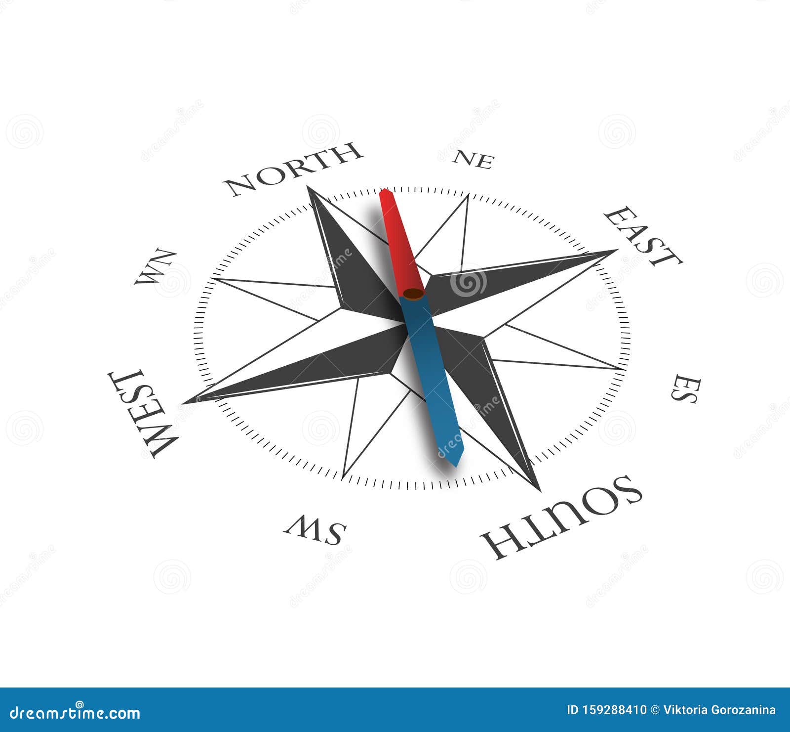 Compass Rose North South East West Direction For Travel And