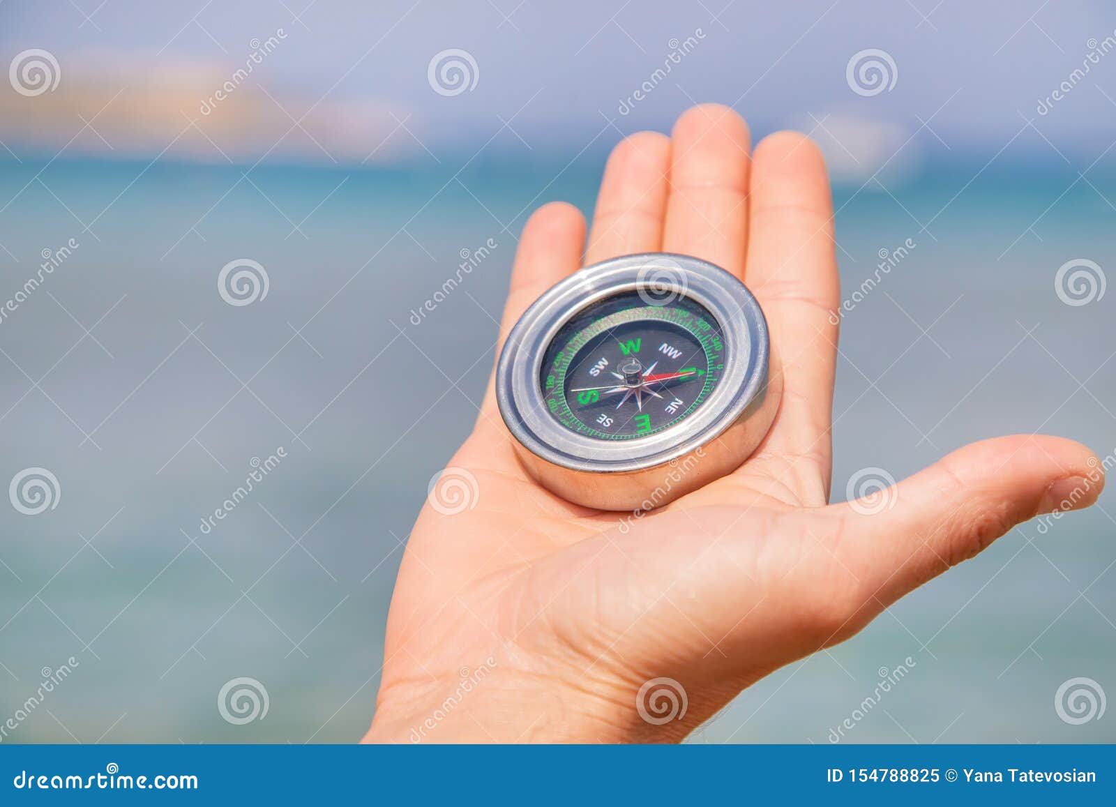 Compass on the Sea Coast. Selective Focus Stock Image Image of copy