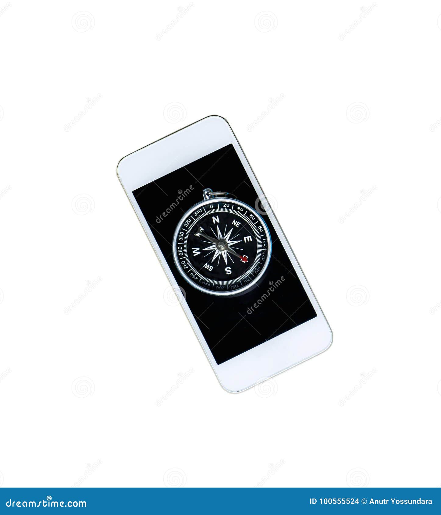 Compass on Smartphone for Smart Navigation Stock Photo location, direction: 100555524