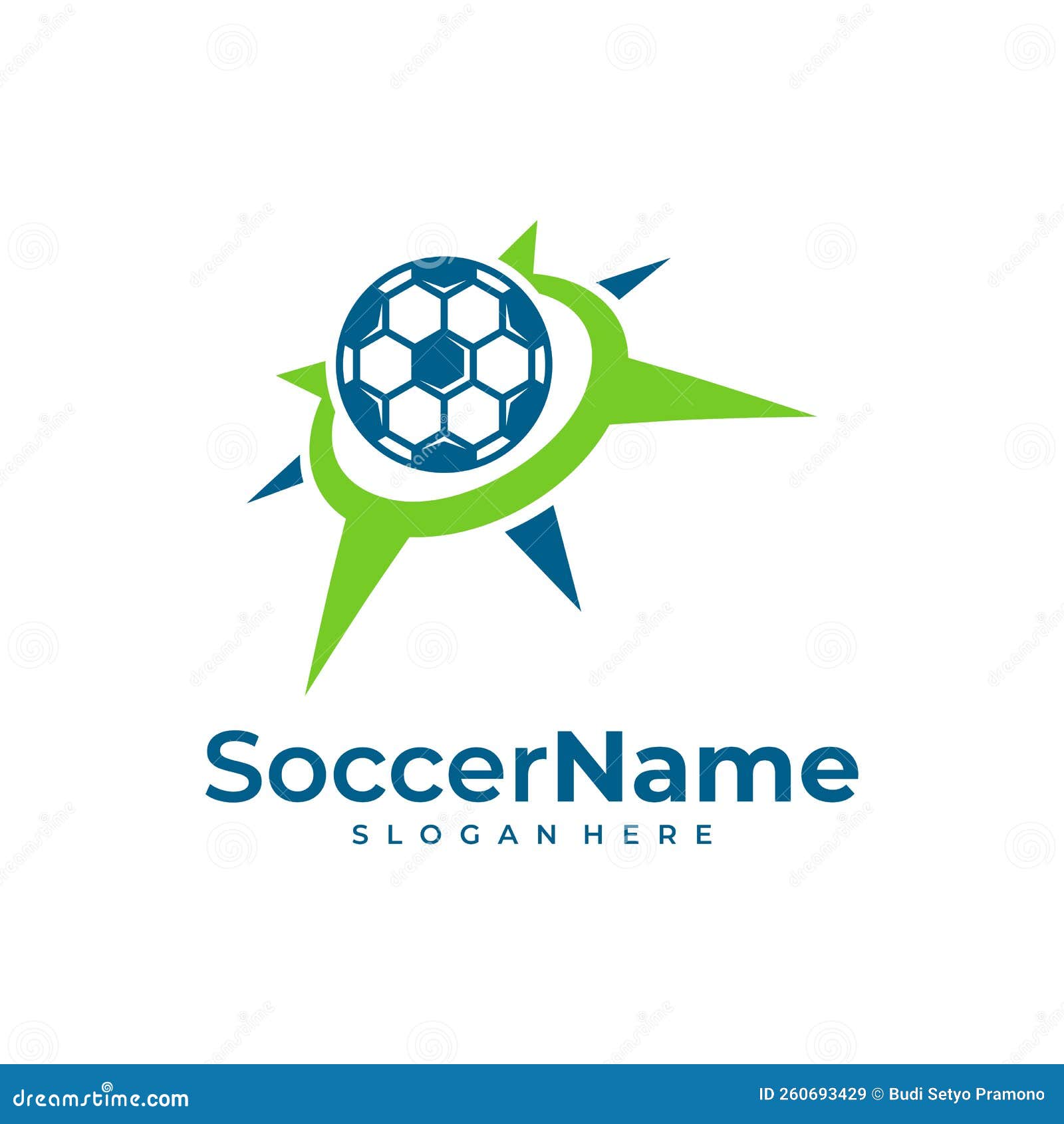 Compass Soccer Logo Template, Football Logo Design Vector Stock