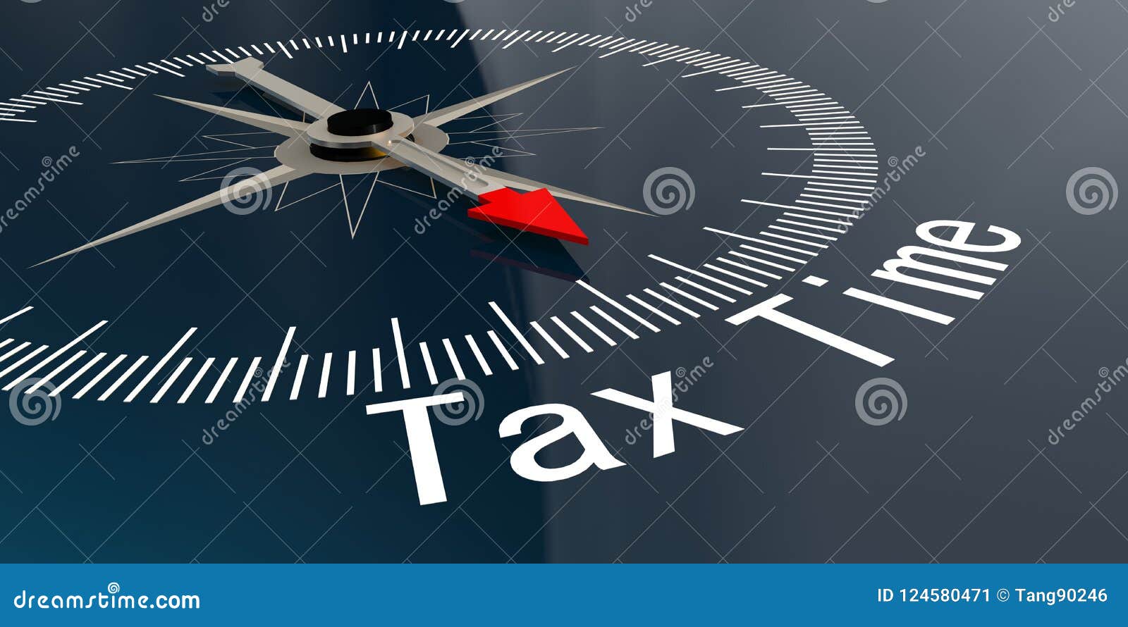 Compass with tax time word stock illustration. Illustration of time