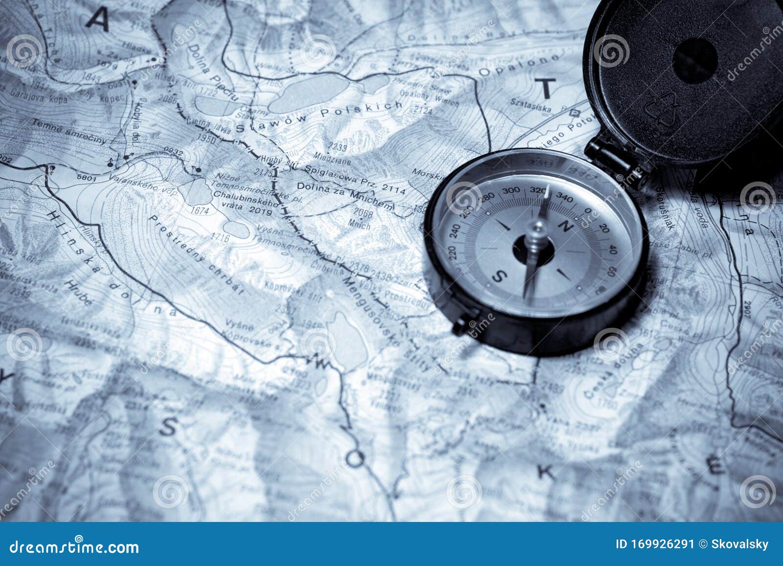Compass on a Topographic Map Stock Image Image of coordinate, journey