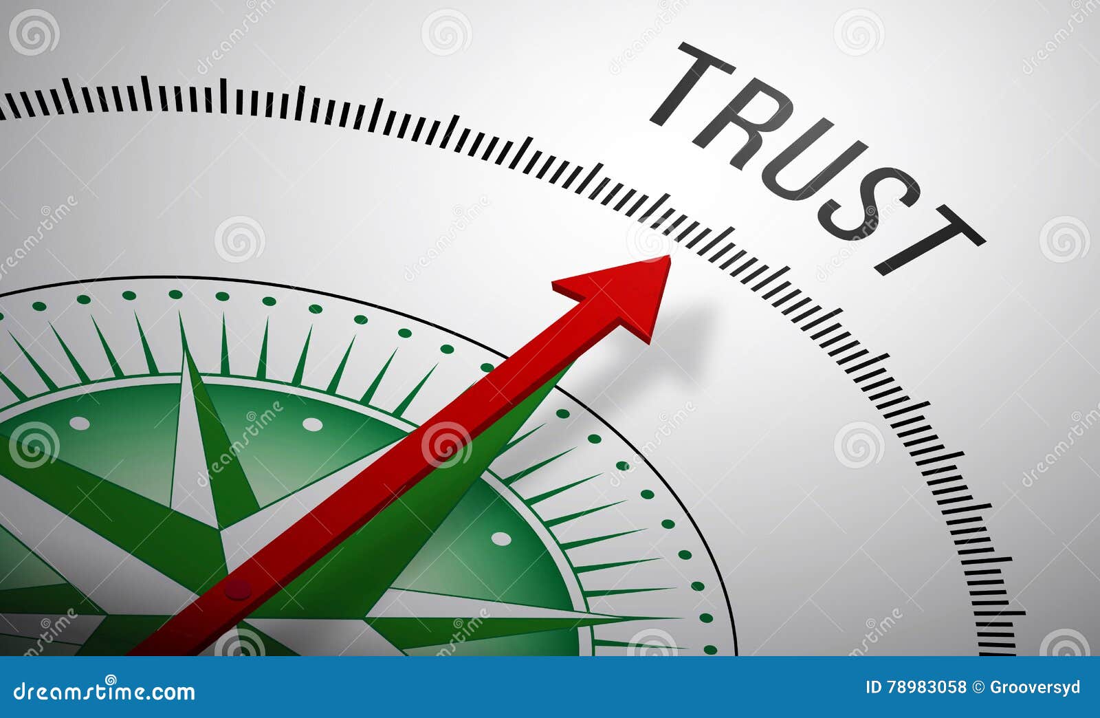 Compass with a Trust icon. stock illustration. Illustration of