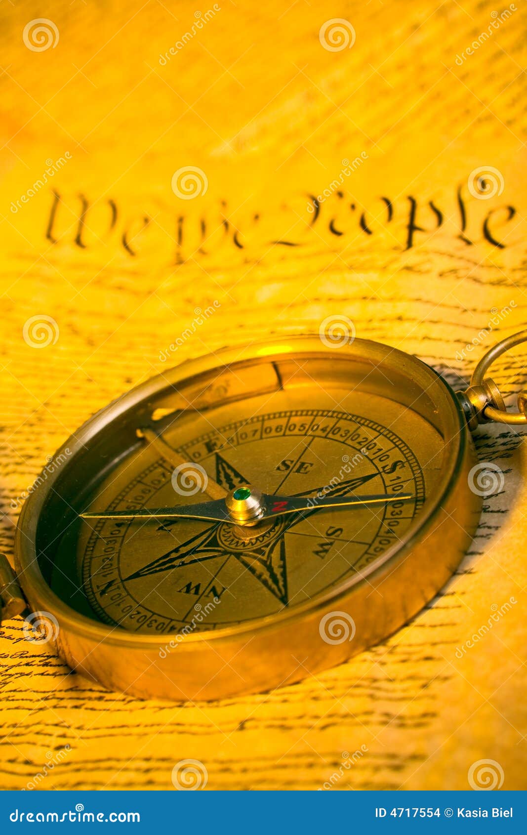 Compass and United States Constitution Stock Photo Image of