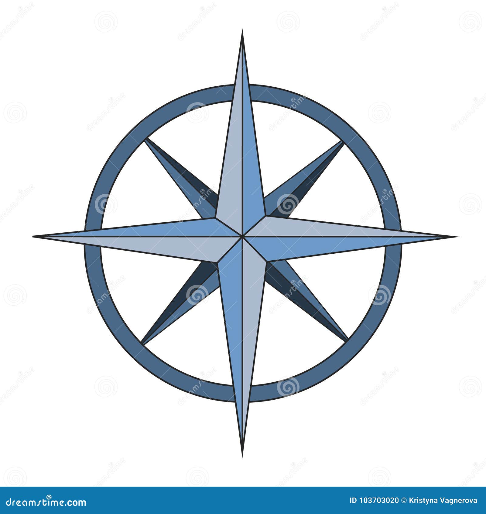 Premium Vector  A blue compass with a white center and a black circle on  the bottom.