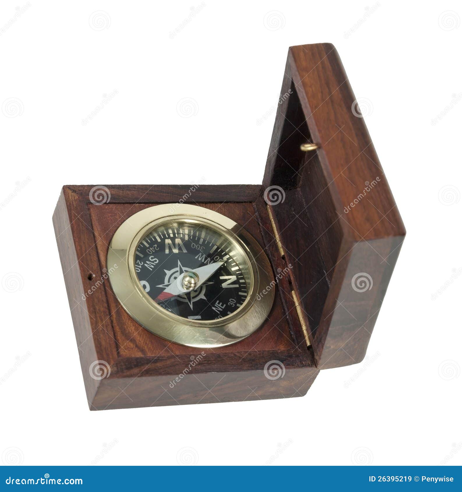 Compass in Wooden Box stock image. Image of needle, hunting 26395219