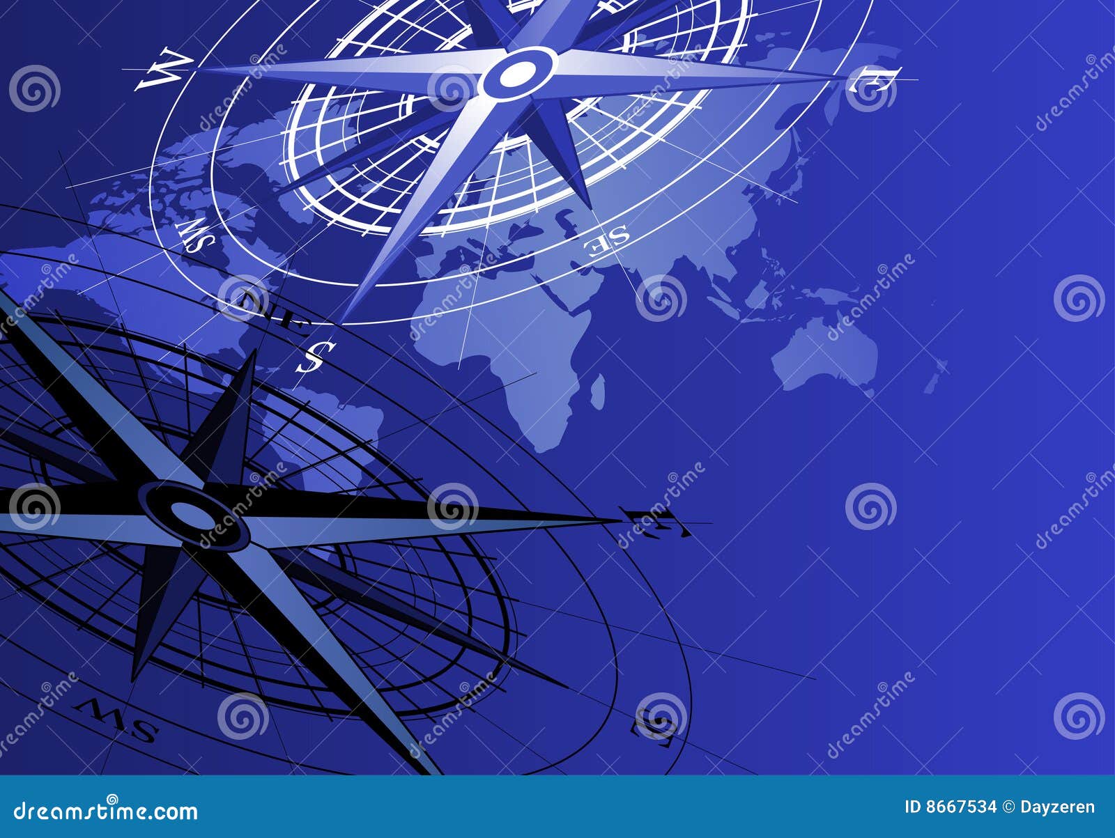 Compass and World Map stock vector. Illustration of direction 8667534