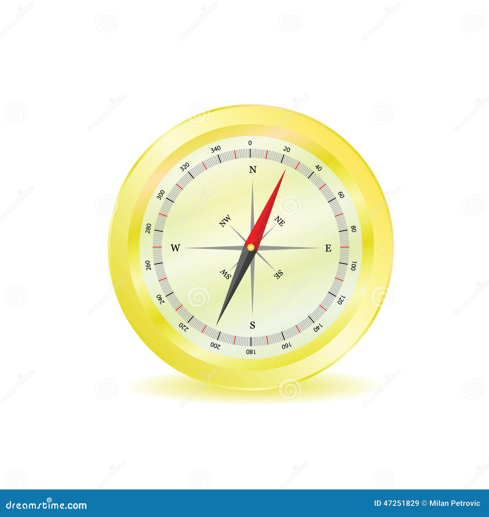 Compass in Yellow Color Vector Stock Vector Illustration of isolated, gold 47251829