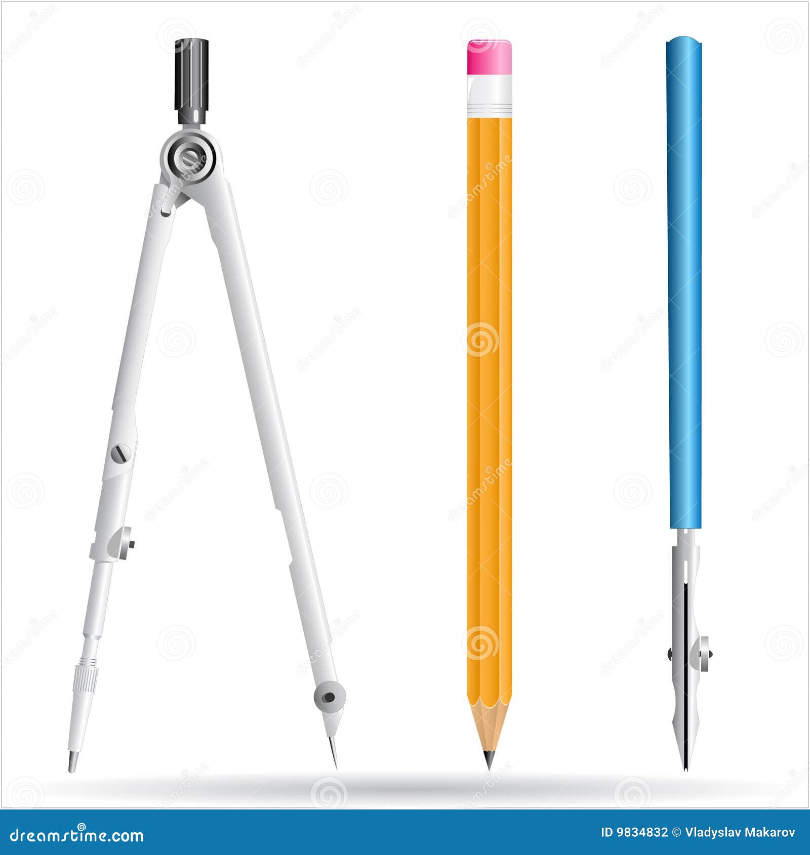 Compasses, Pencil And Drawing Pen Vector Illustration CartoonDealer