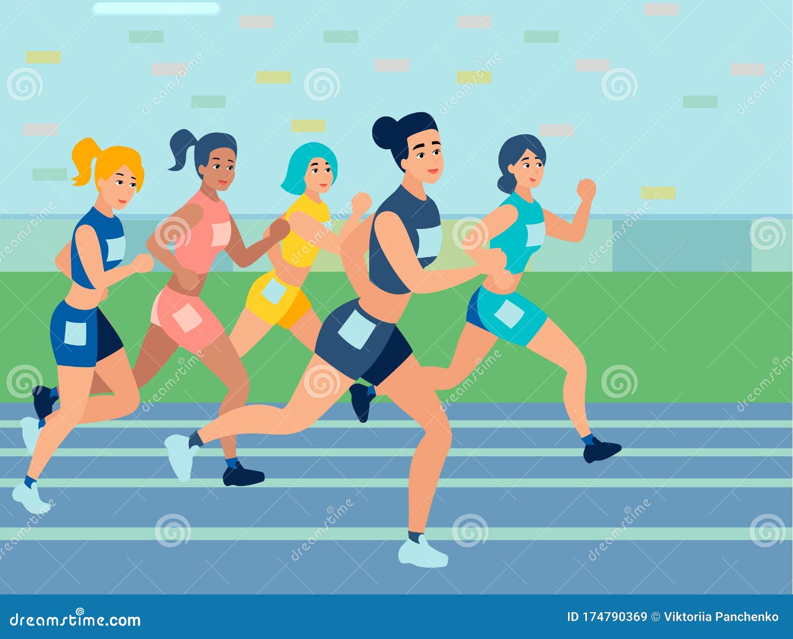 Competiciones En Carrera. Atletismo. En Estilo Minimalista. Vector Plano De Dibujos  Animados Ilustración del Vector - Ilustración de adulto, ejercicio:  174790369