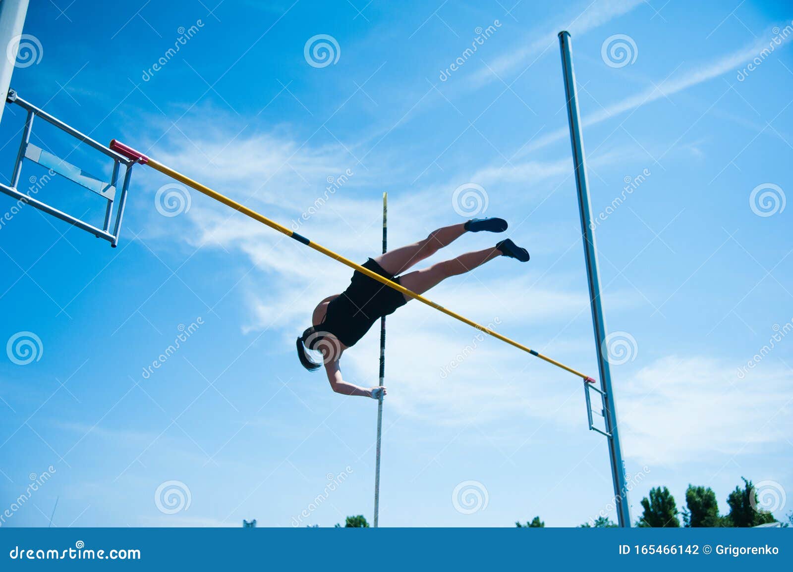 Competition Pole Vault Jumper Female Stock Photo Image of vault
