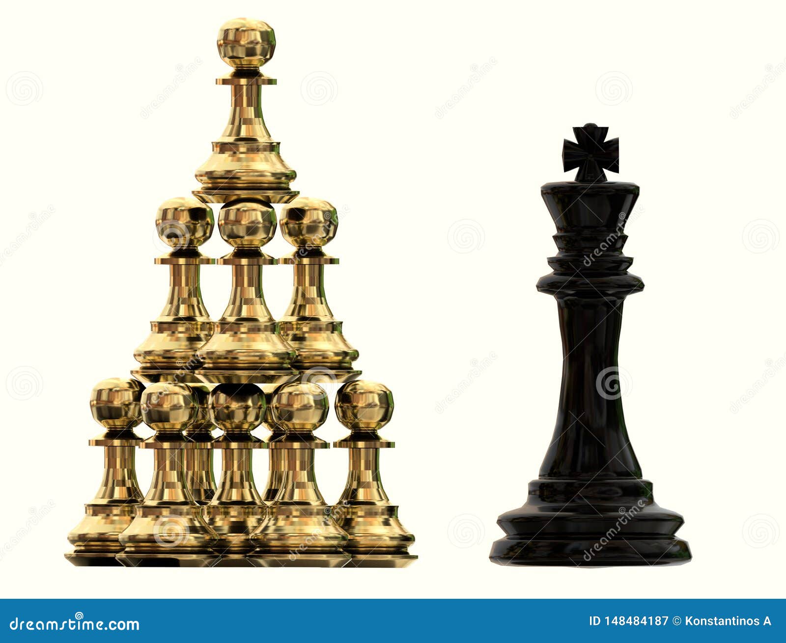 Competitive Advantage Teamwork Colaboration Chess Golden Pawns and King ...