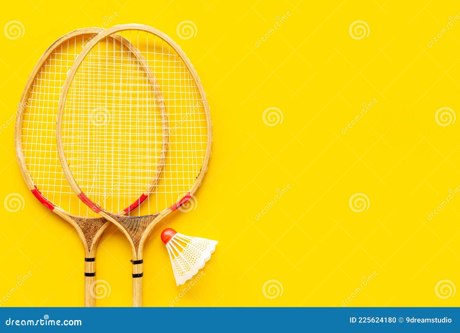Competitive Sports Concept with Badminton Rackets and Shuttlecock Stock