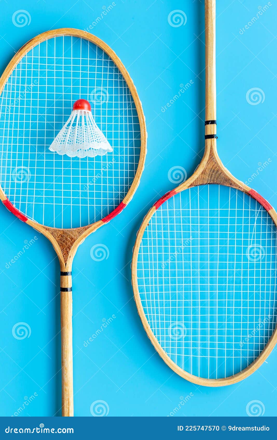 Competitive Sports Concept with Badminton Rackets and Shuttlecock Stock