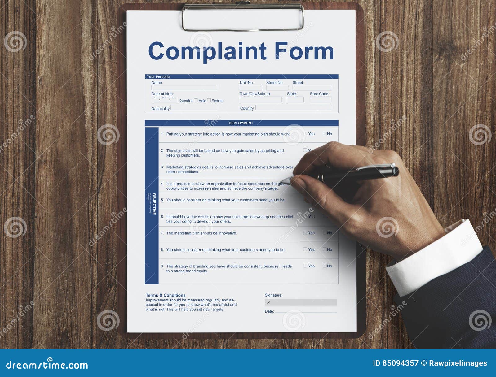 complaint form business concept