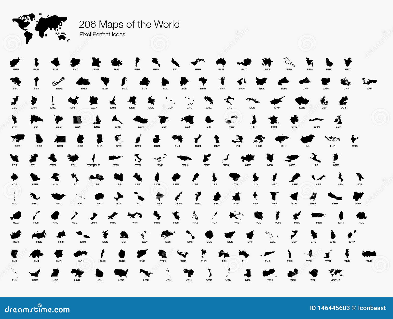 complete country maps in the world web icons set