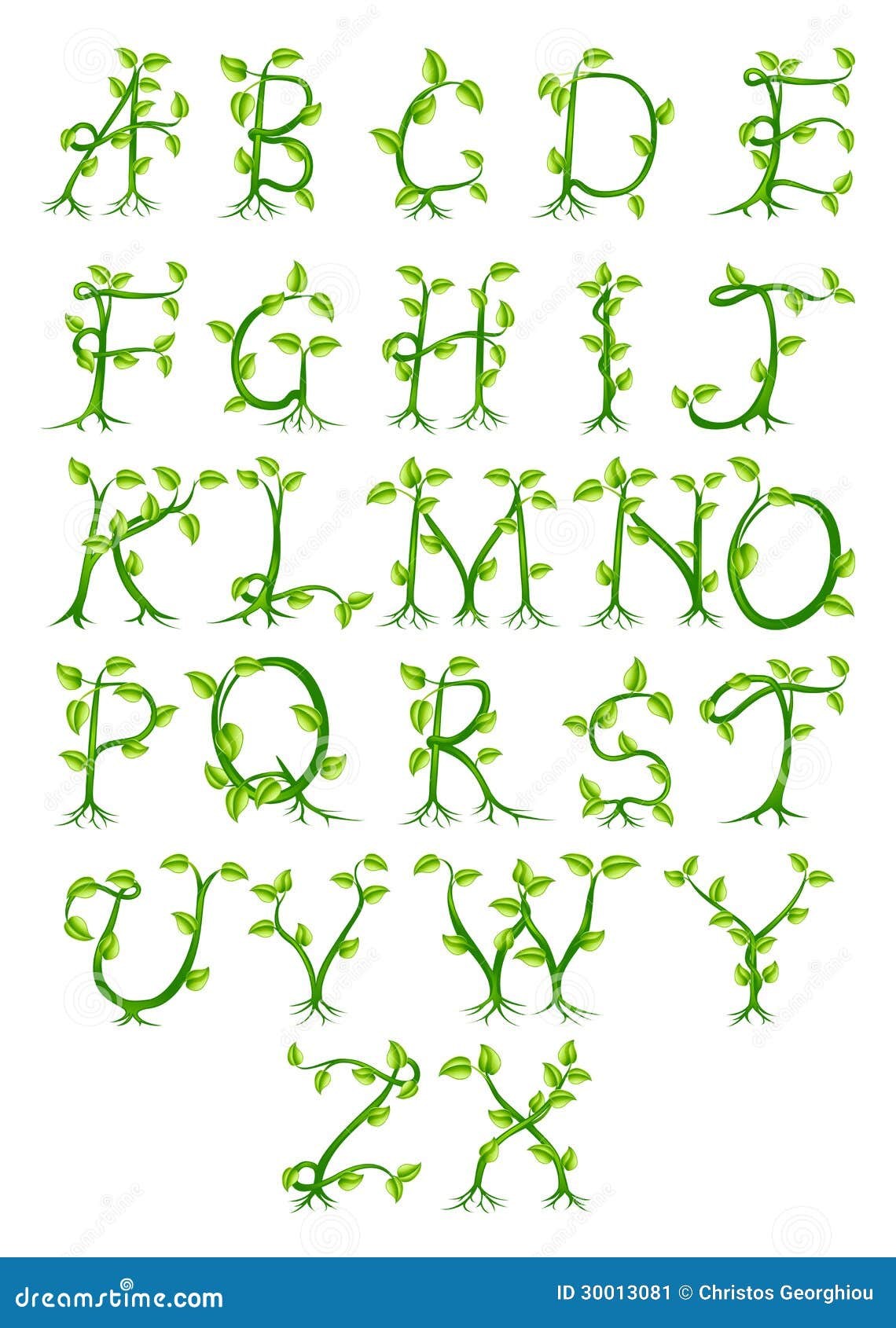 complete decorative alphabet made up letters growing green plants 30013081