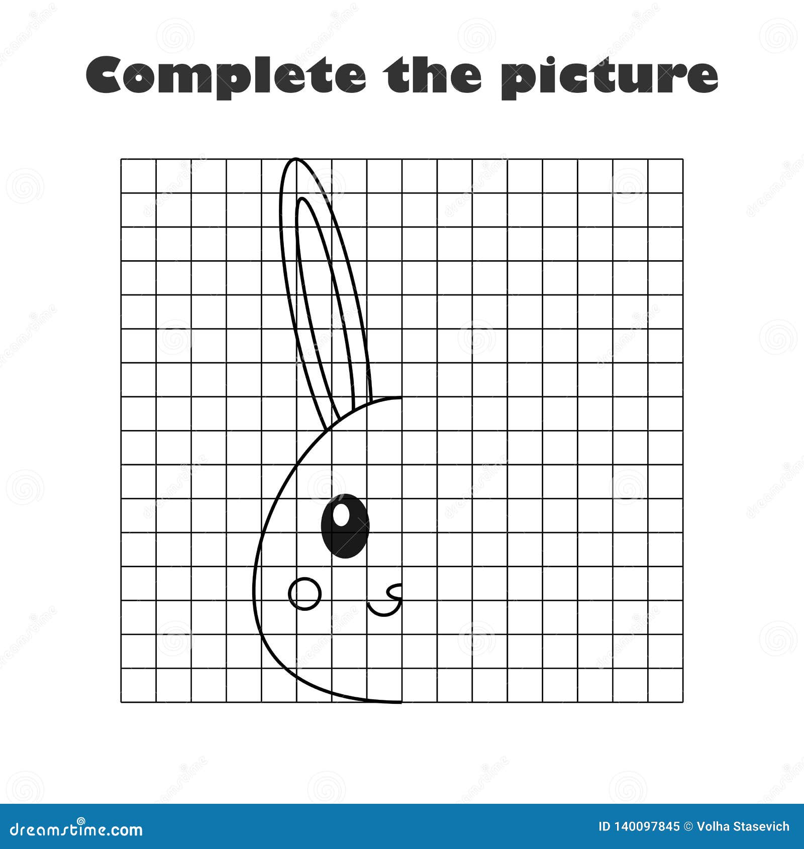 complete the picture, black white cartoon bunny, drawing skills training, easter educational game for the development of children