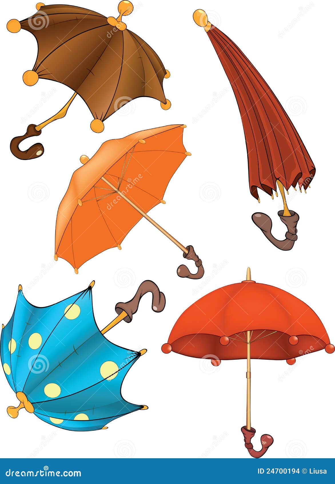 Complete set of umbrellas stock vector. Illustration of accessory