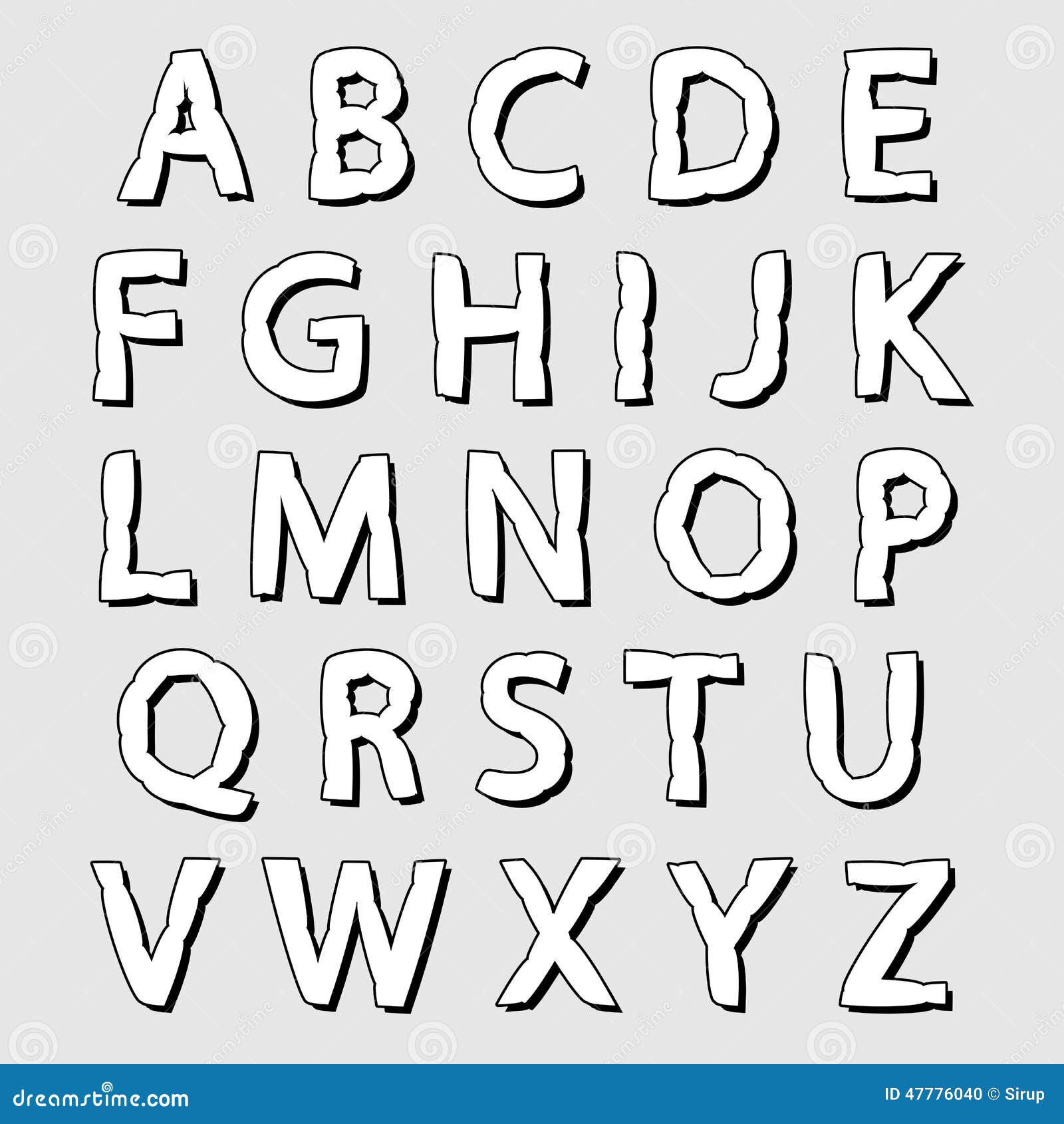 complete set of white bloated alphabet letters