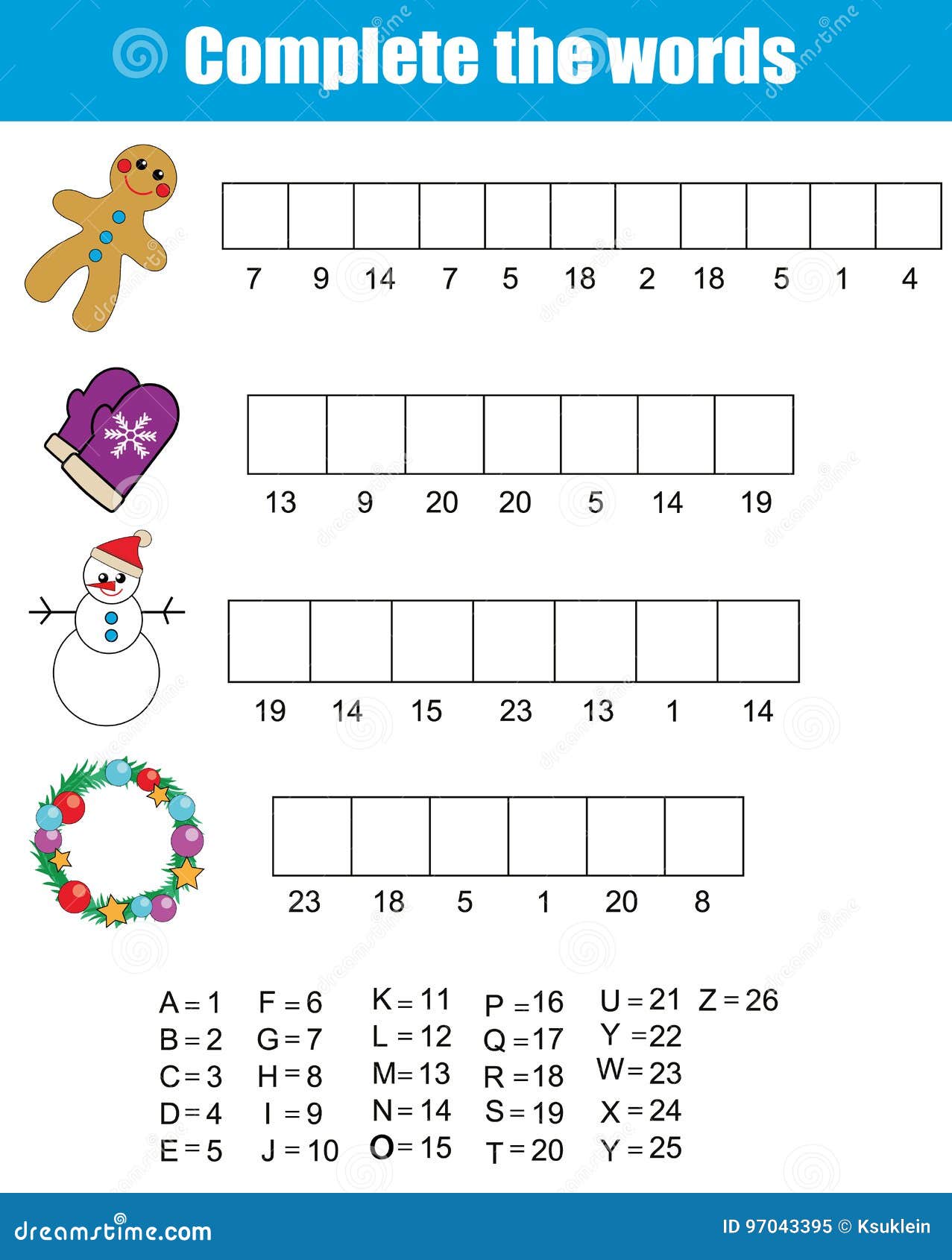 complete the words children educational game stock vector
