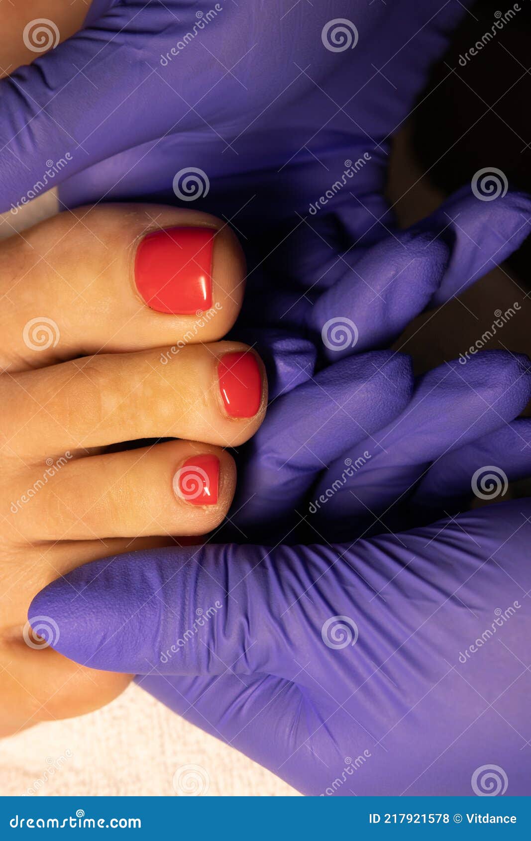 Completed Pedicure Procedure in the Salon. Stock Photo - Image of ...