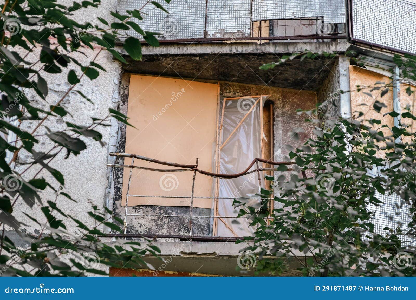 Completely Burned Down Apartment in the Building Stock Image Image of