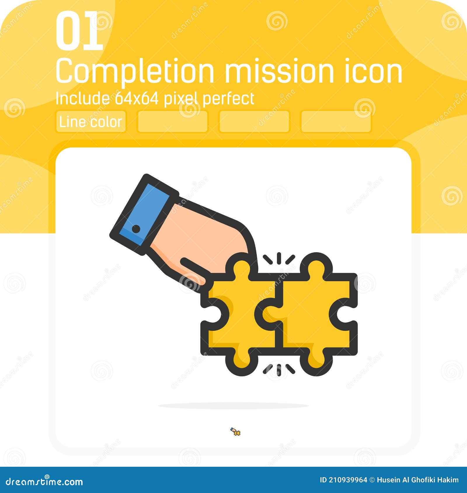 completion mission icon concept with line color style  on white background.  outline color  solusion