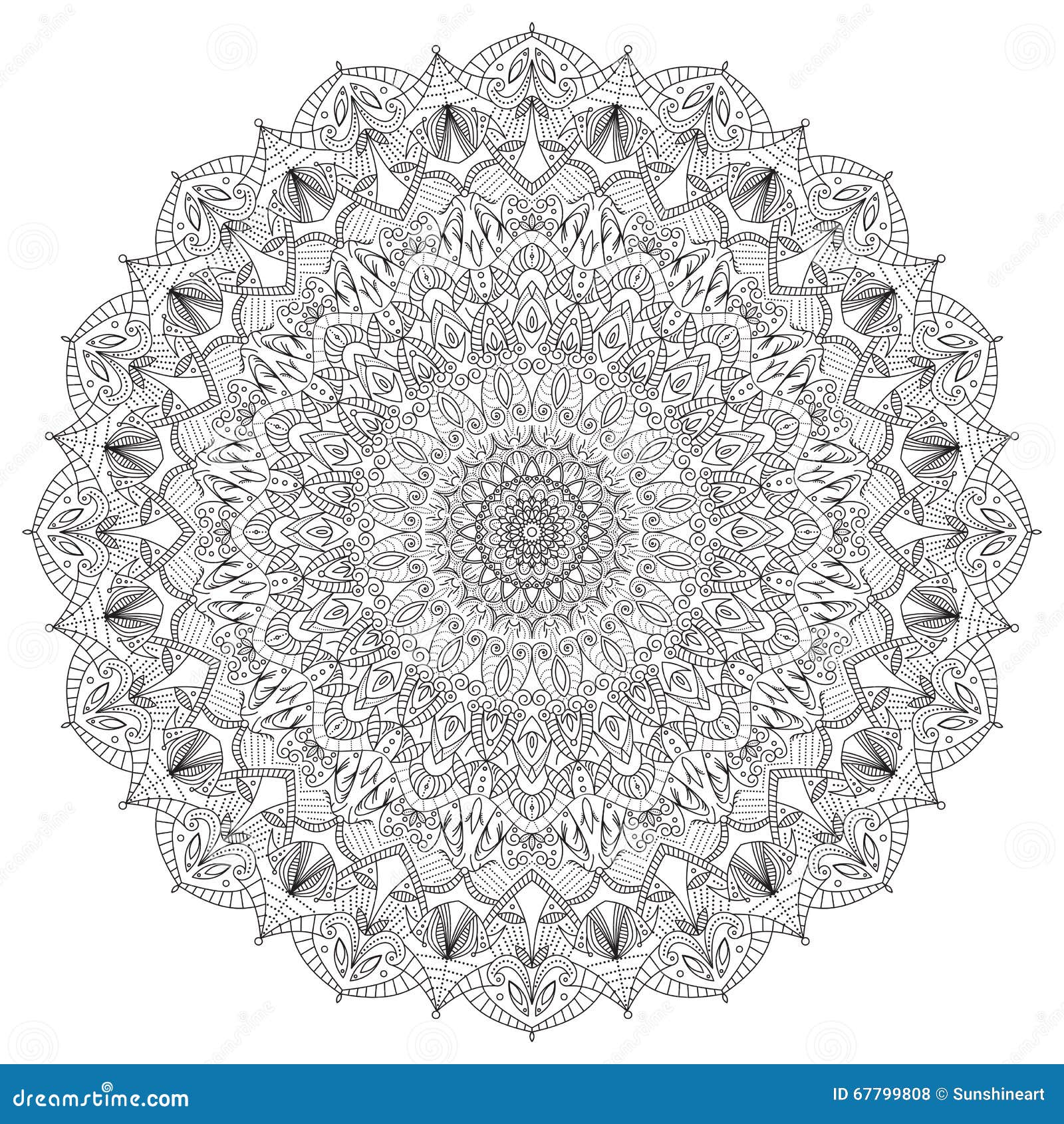 Complex Detailed Black Mandala On White Background Stock Vector  Illustration of ethnic, henna 