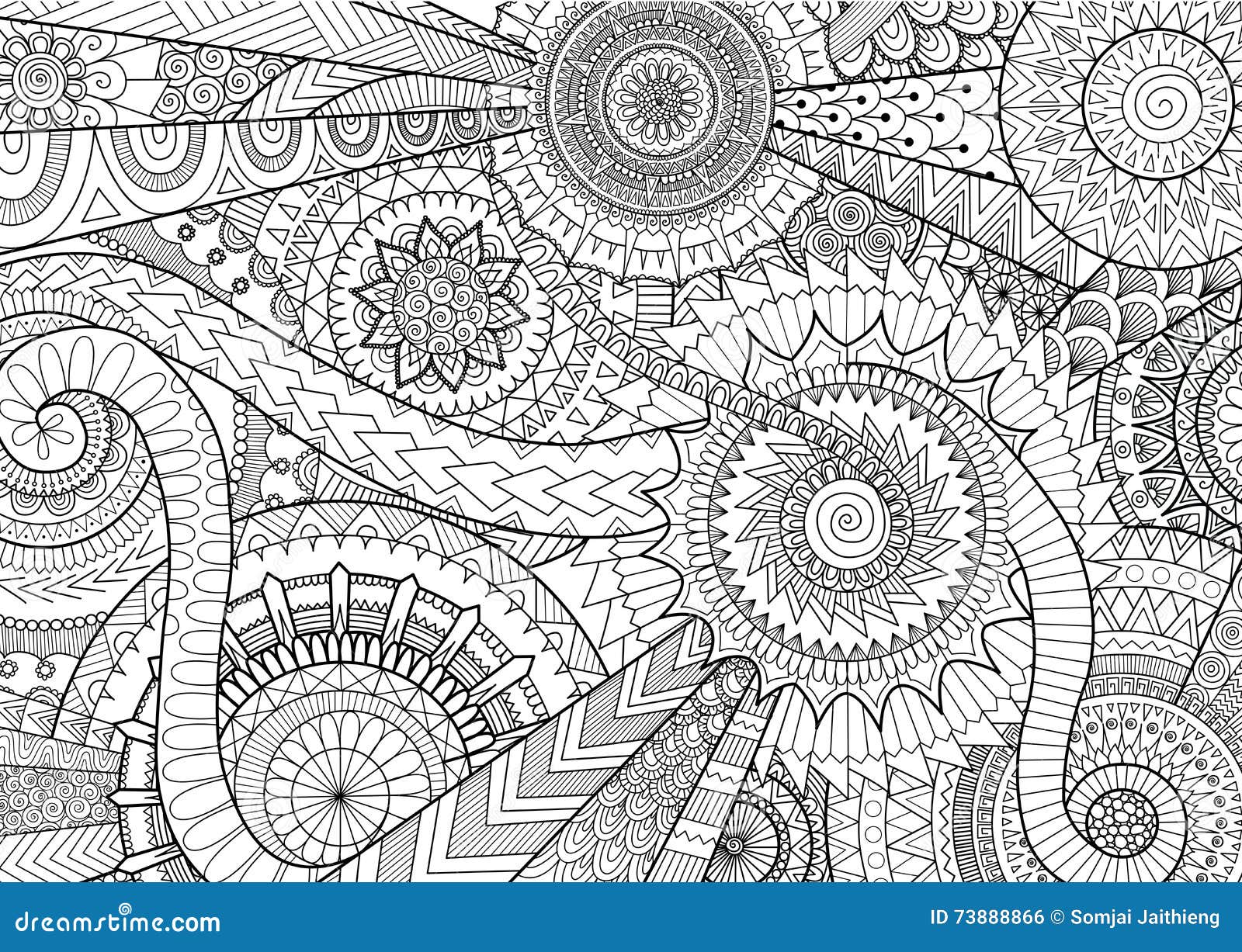 complex mandala movement  for adult coloring book and background