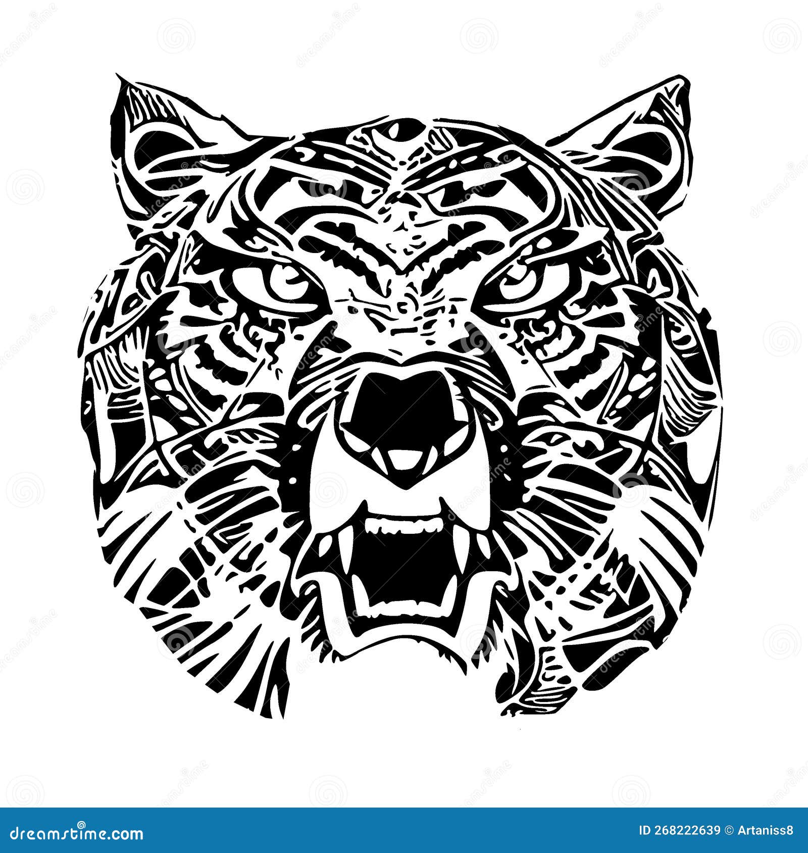 Wild tiger tattoo Stock Illustration by ©onionime #167927634