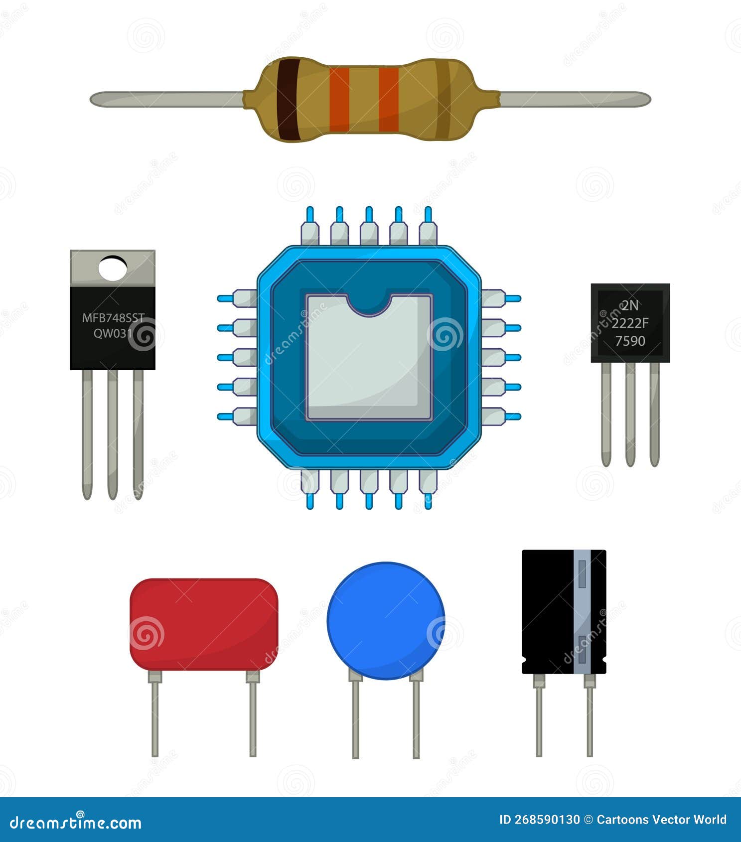 2d Ilustración De Dibujos Animados De Los Componentes Electrónicos Fotos,  retratos, imágenes y fotografía de archivo libres de derecho. Image 55668574