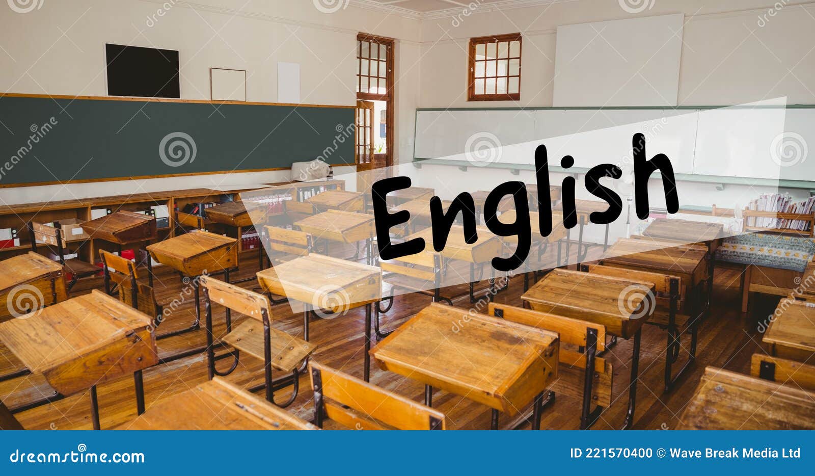 Interior da sala de aula de inglês