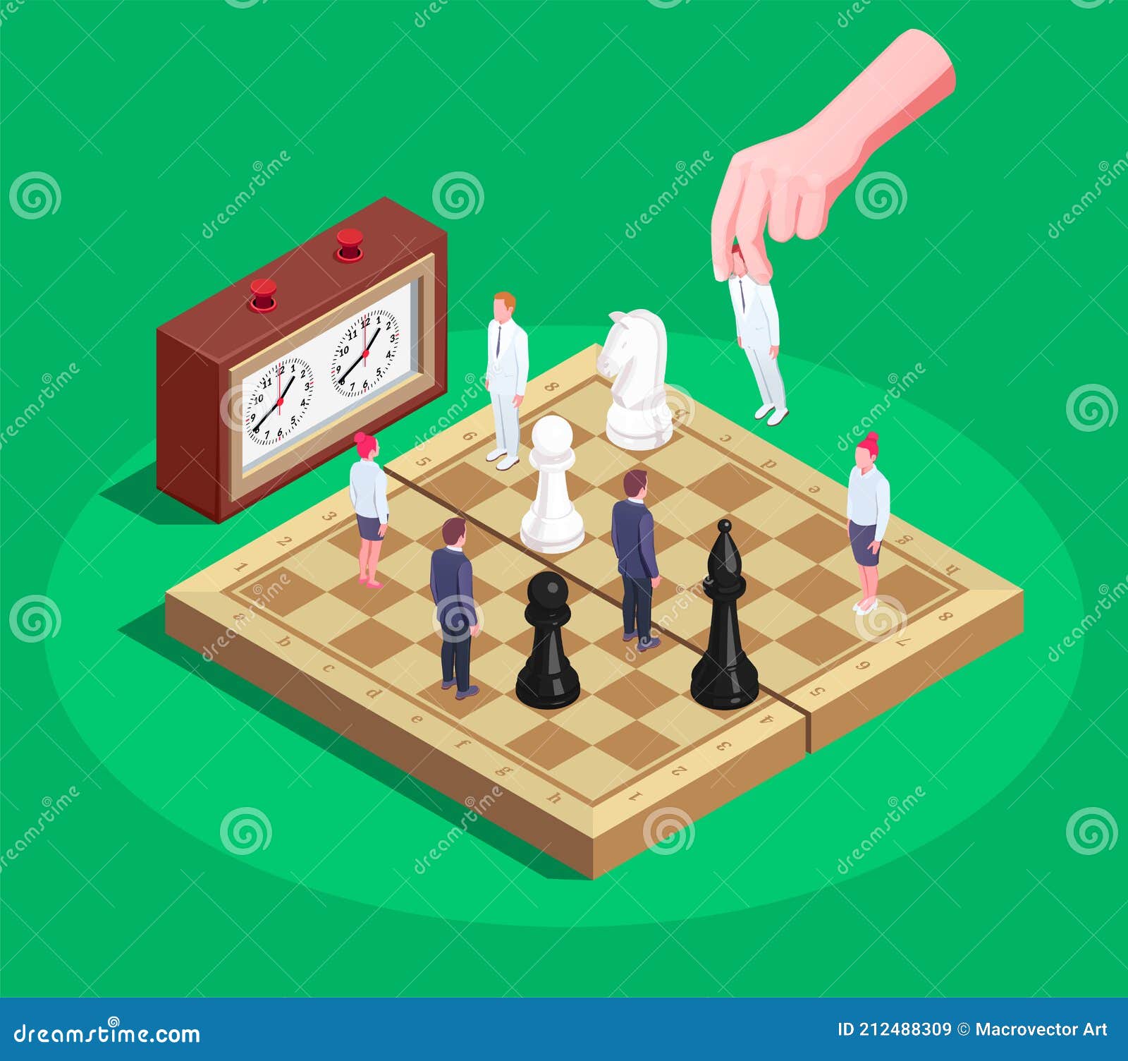 xadrez isométrico Visão do peças em uma de madeira tabuleiro de xadrez é  uma estratégico Esportes