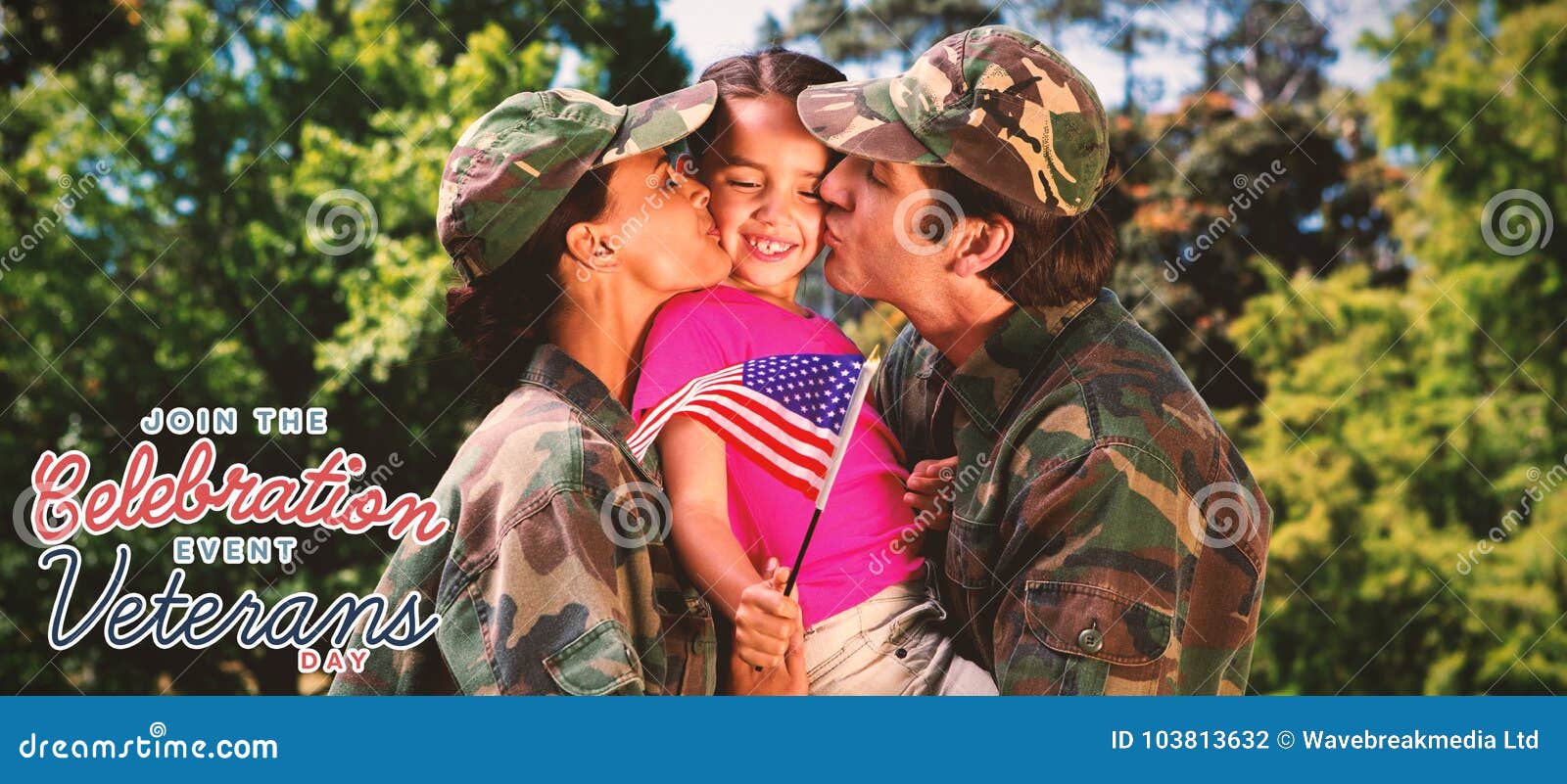 Composite Image of Army Couple Kissing Daughter Stock Illustration ...