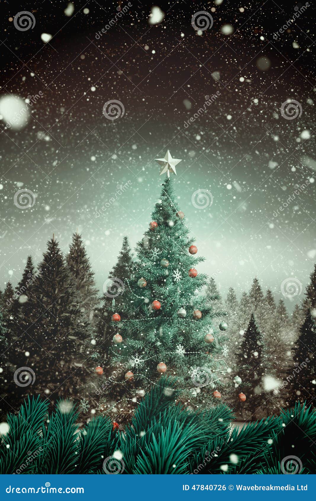 Composite Image of Christmas Tree Stock Illustration Illustration of