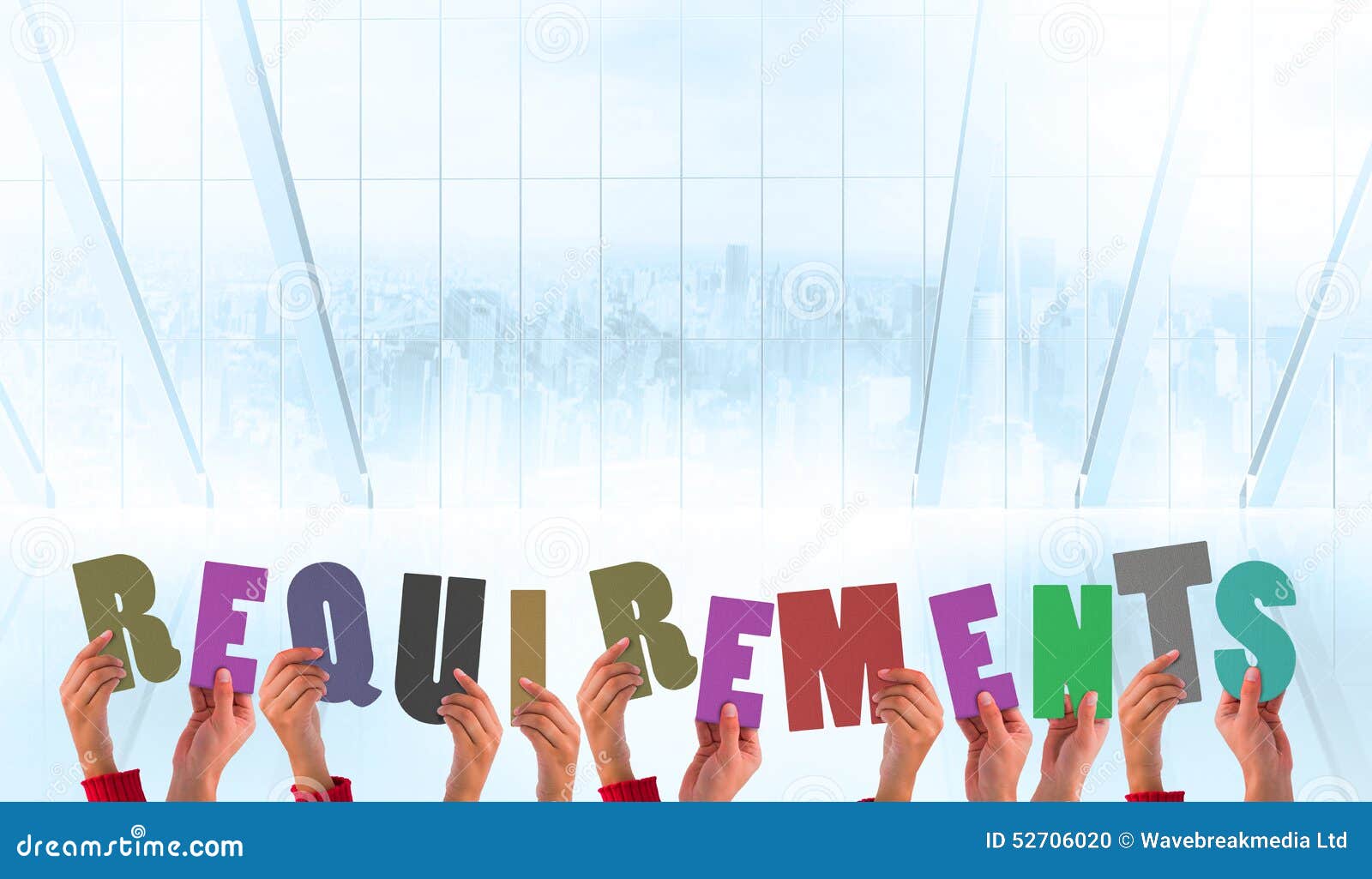 composite image of hands holding up requirements