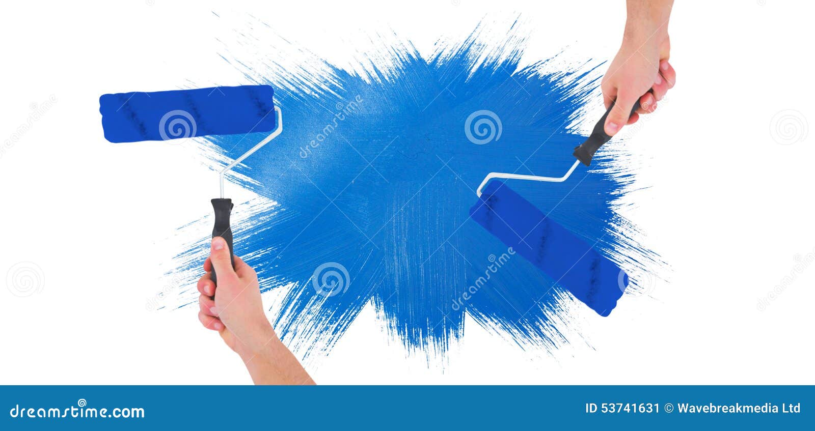 Composite Image of Handyman Holding Paint Roller Stock Image Image of