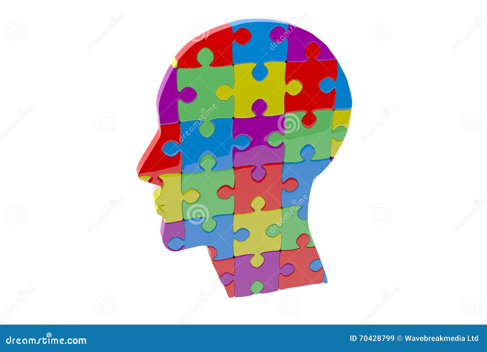 Composite Image of Head Made of Jigsaw Pieces Stock Illustration