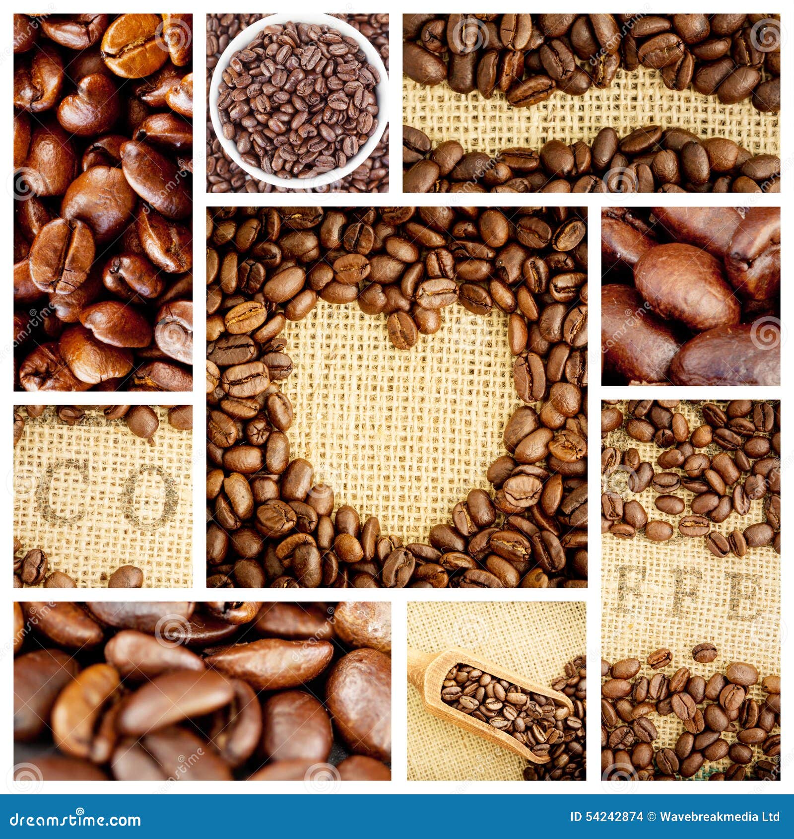 composite image of heart indent in coffee beans