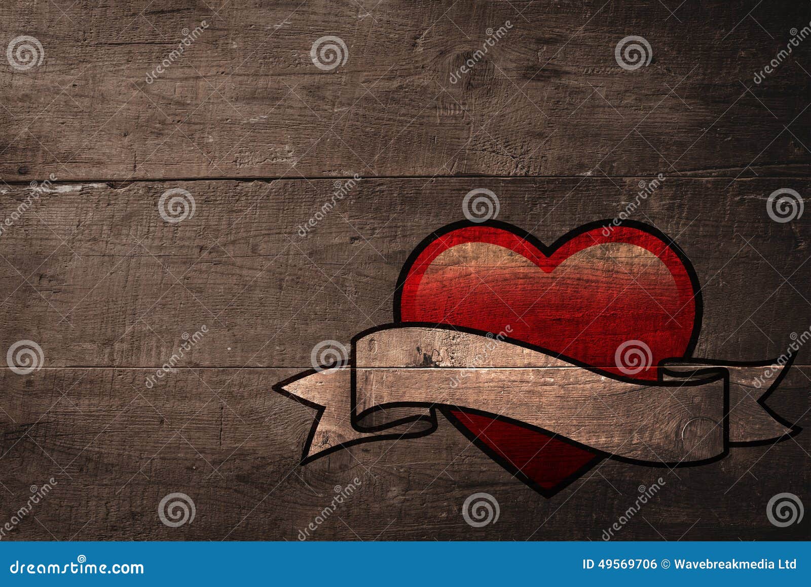 Composite Image of Heart with Scroll Stock Illustration - Illustration