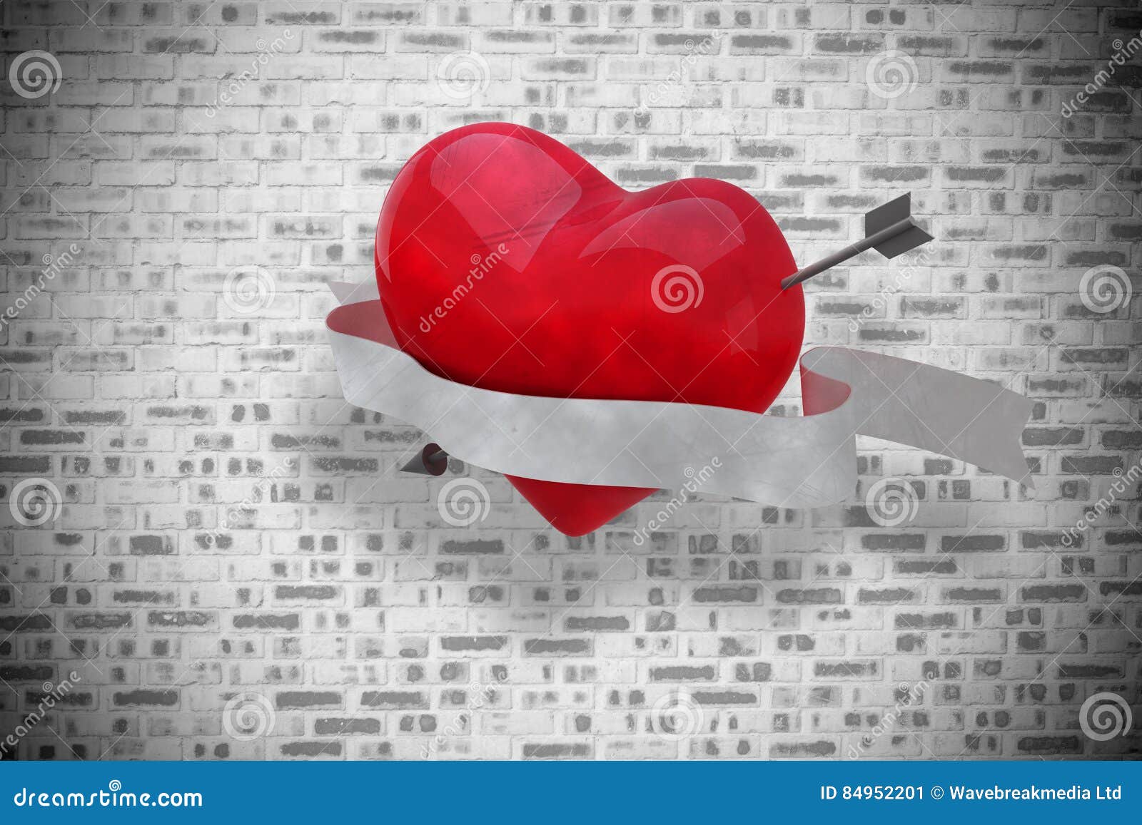 Composite Image of Heart with Scroll 3d Stock Image - Image of
