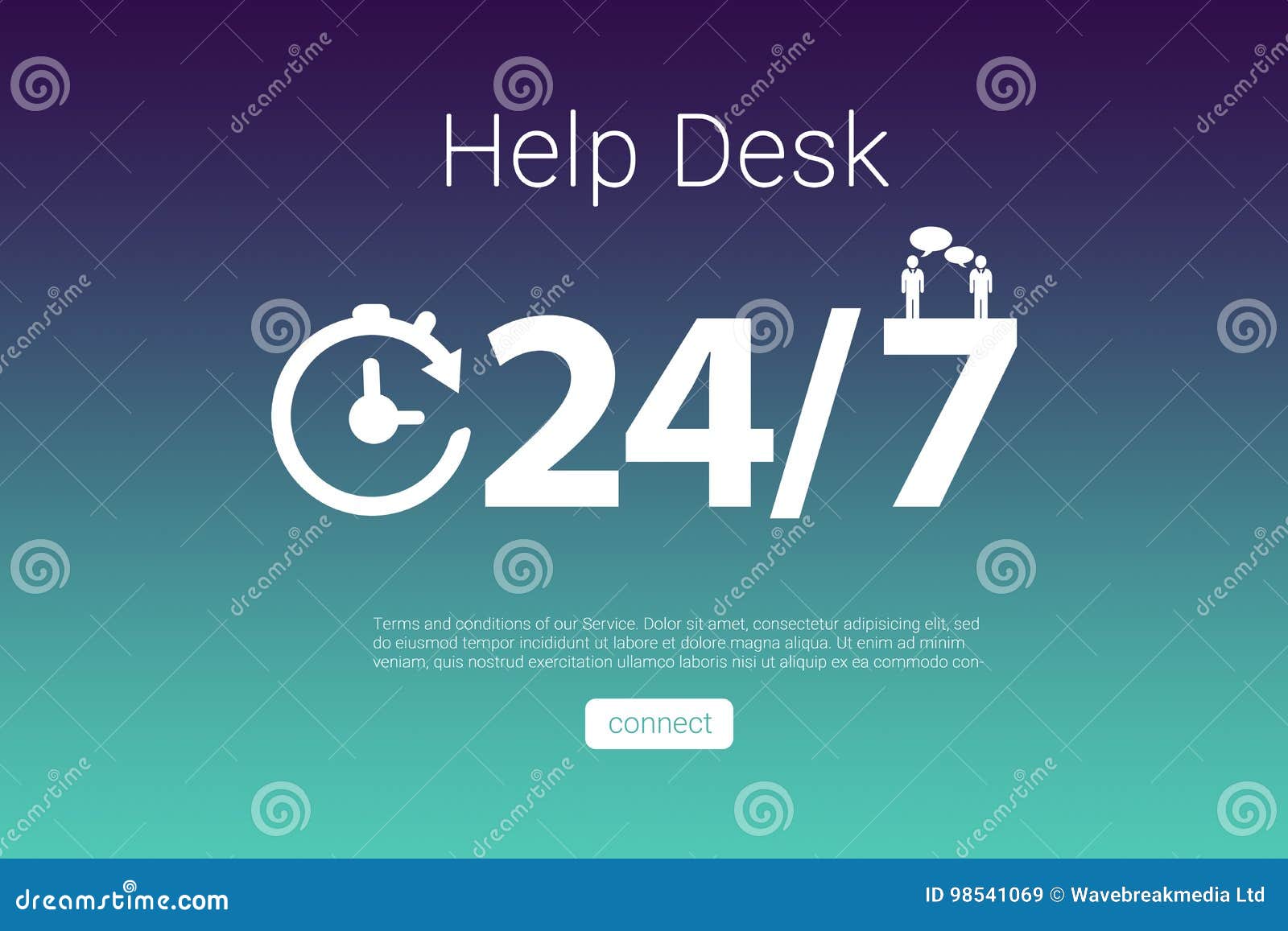 Composite Image Of Help Desk Text With Icons And Numbers Stock