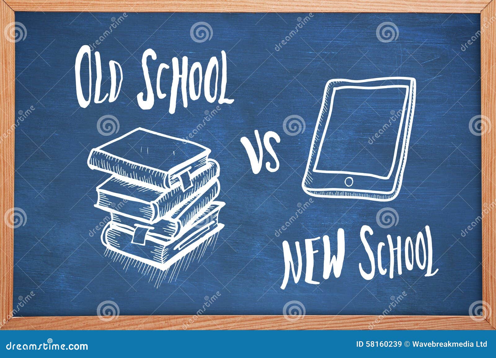 Composite Image of Old School Vs New School Doodle Stock Illustration